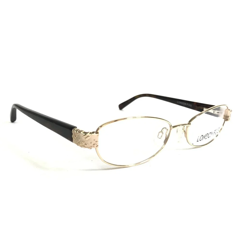London Fog Eyeglasses Frames LF405 04 Brown Gold Round Full Rim 53-17-135